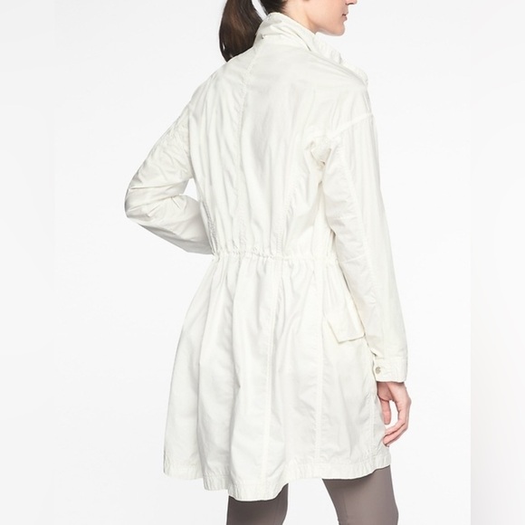 Athleta White Cotton Long Sleeve Mock Neck Full Zip Vista Windbreaker Jacket XXS - Picture 2 of 16